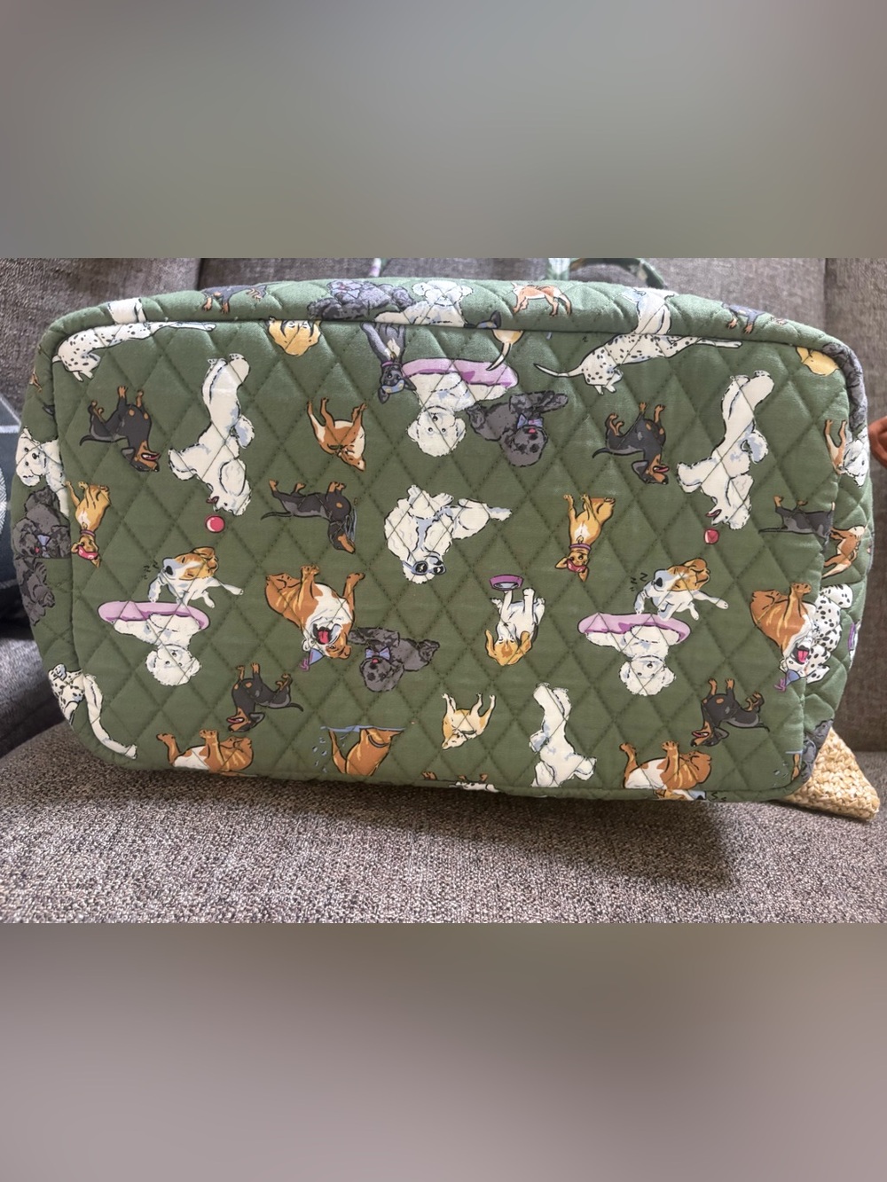 Vera Bradley Olive Green Quilted Dog Park Print Tote - Picture 5 of 14